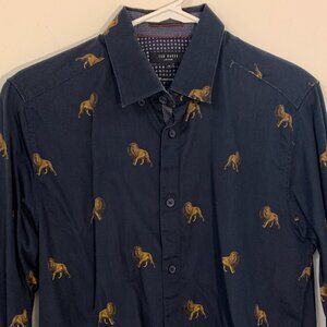Ted Baker Navy Print Button Down Size 3
